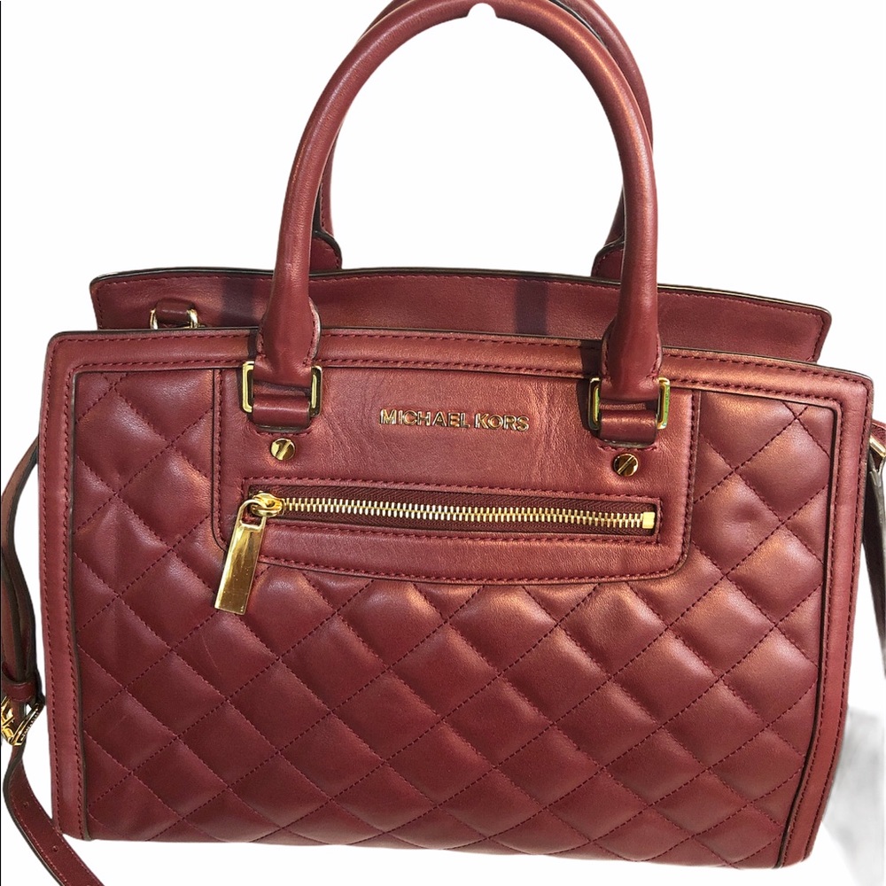 Michael Kors large quilted burgundy Selma bag